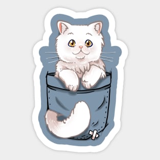 Pocket Cute White Cat Cat Sticker